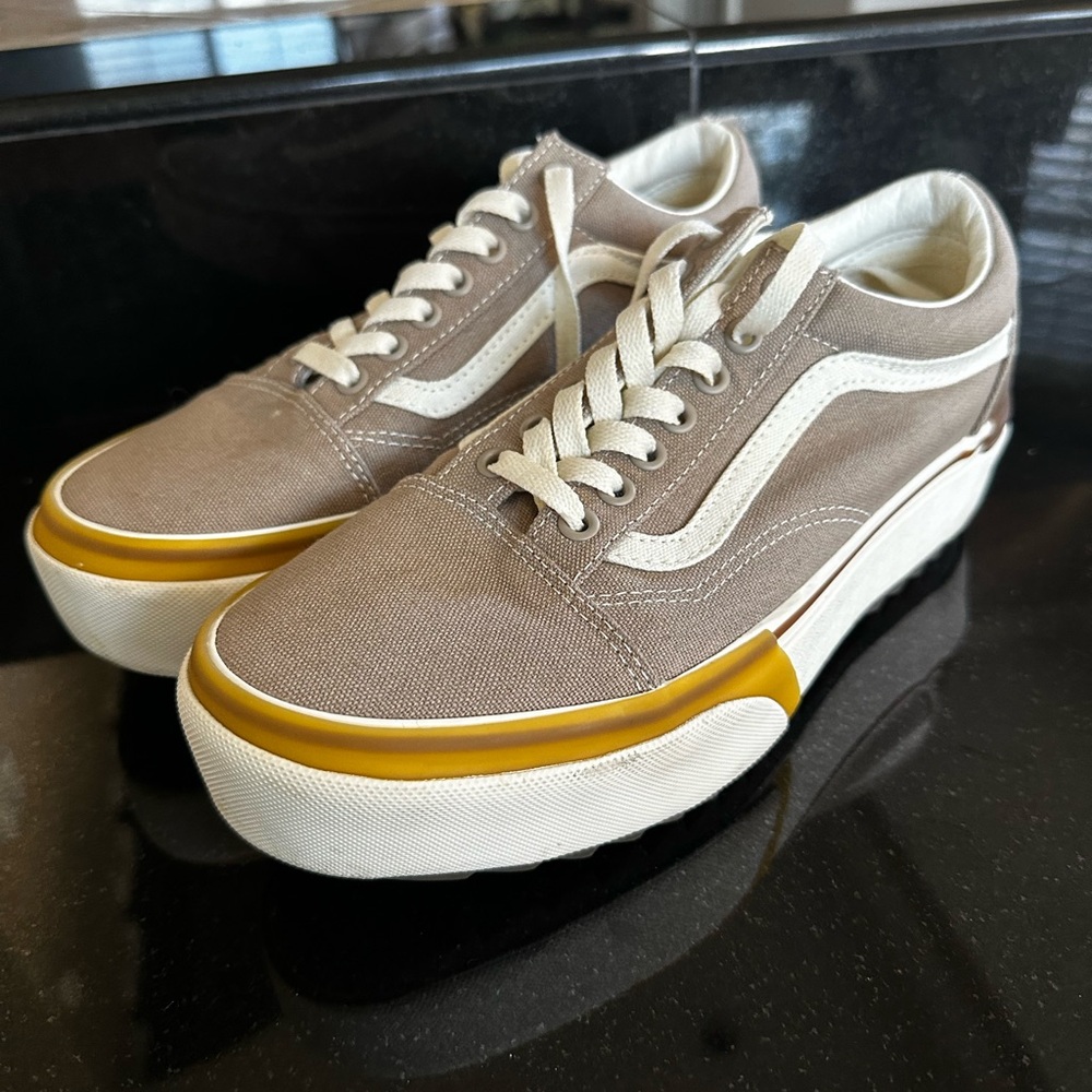 Vans Stacked Platform Sneaker Cobblestone Grey Old Skool